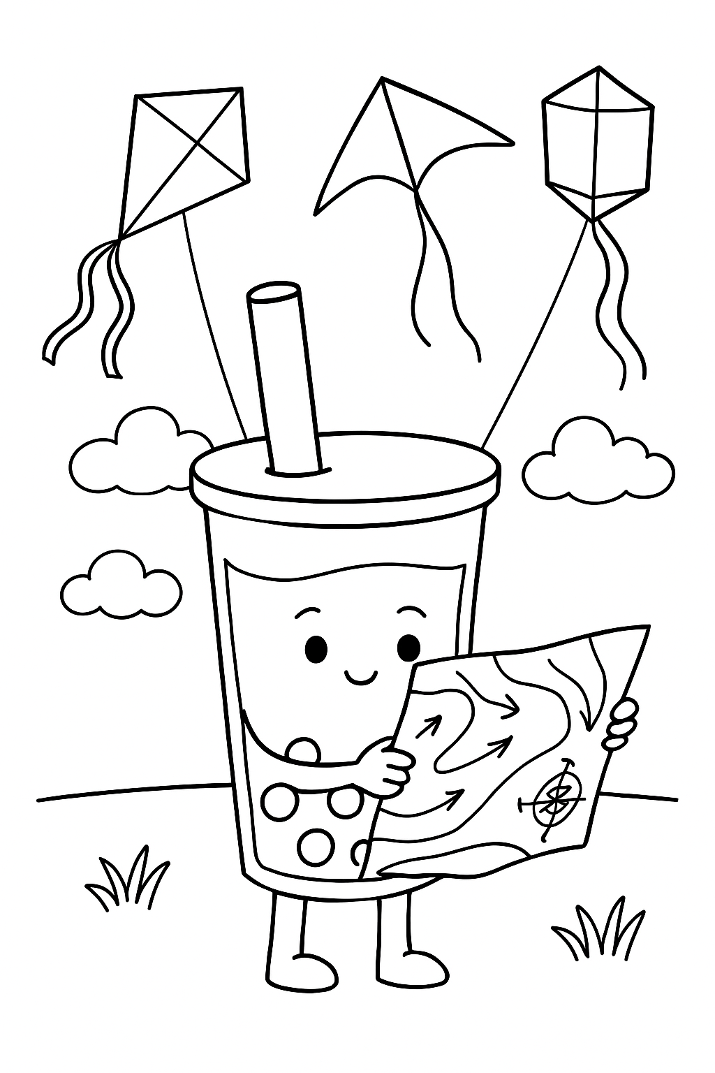 boba tea reading wind maps with kites