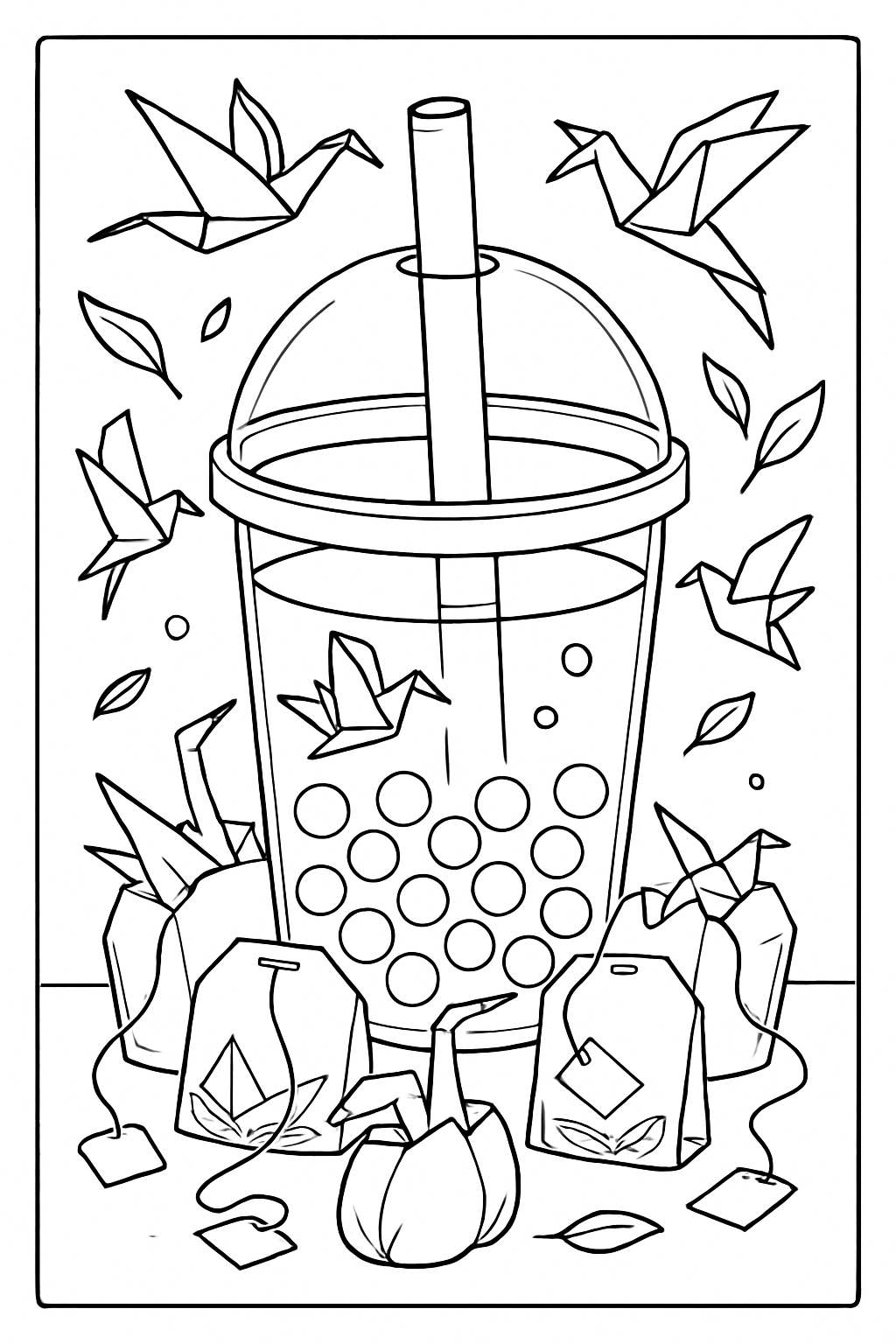 boba tea hatching origami birds from teabags