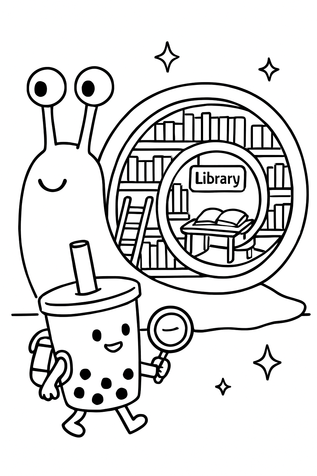 boba tea exploring library hidden inside snail