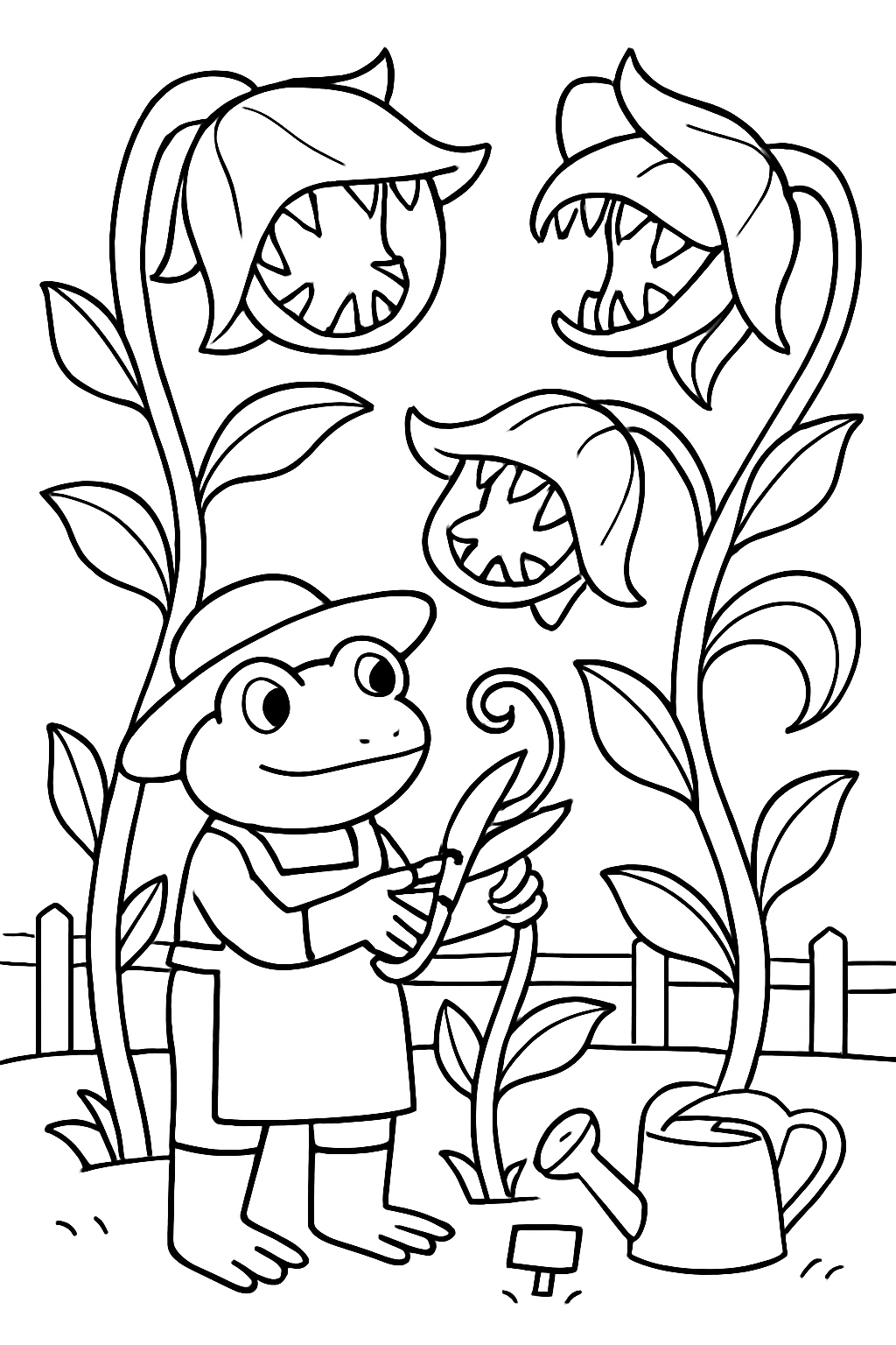 gardener frog pruning giant carnivorous lilies