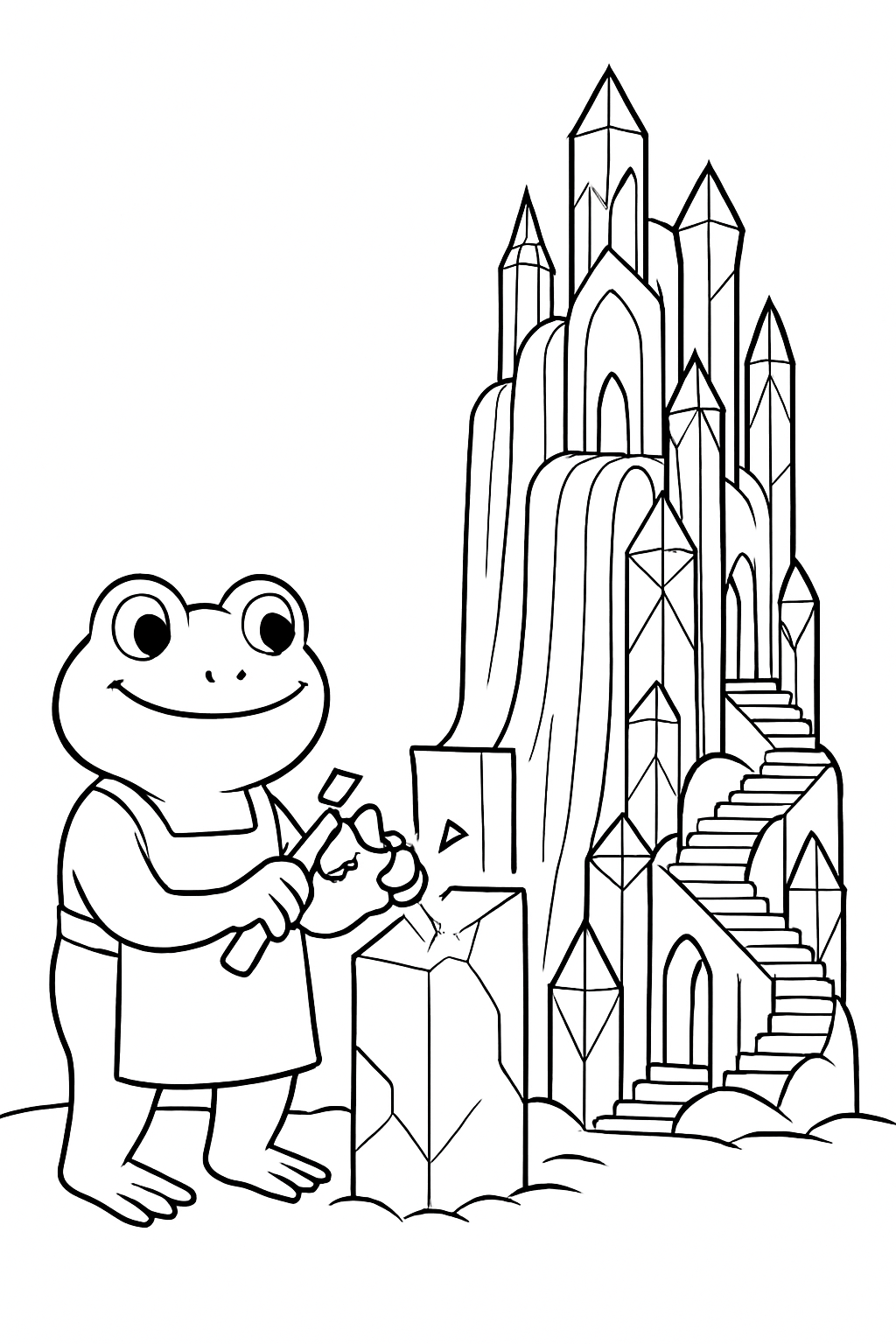 ice sculptor frog carving crystal waterfall palace