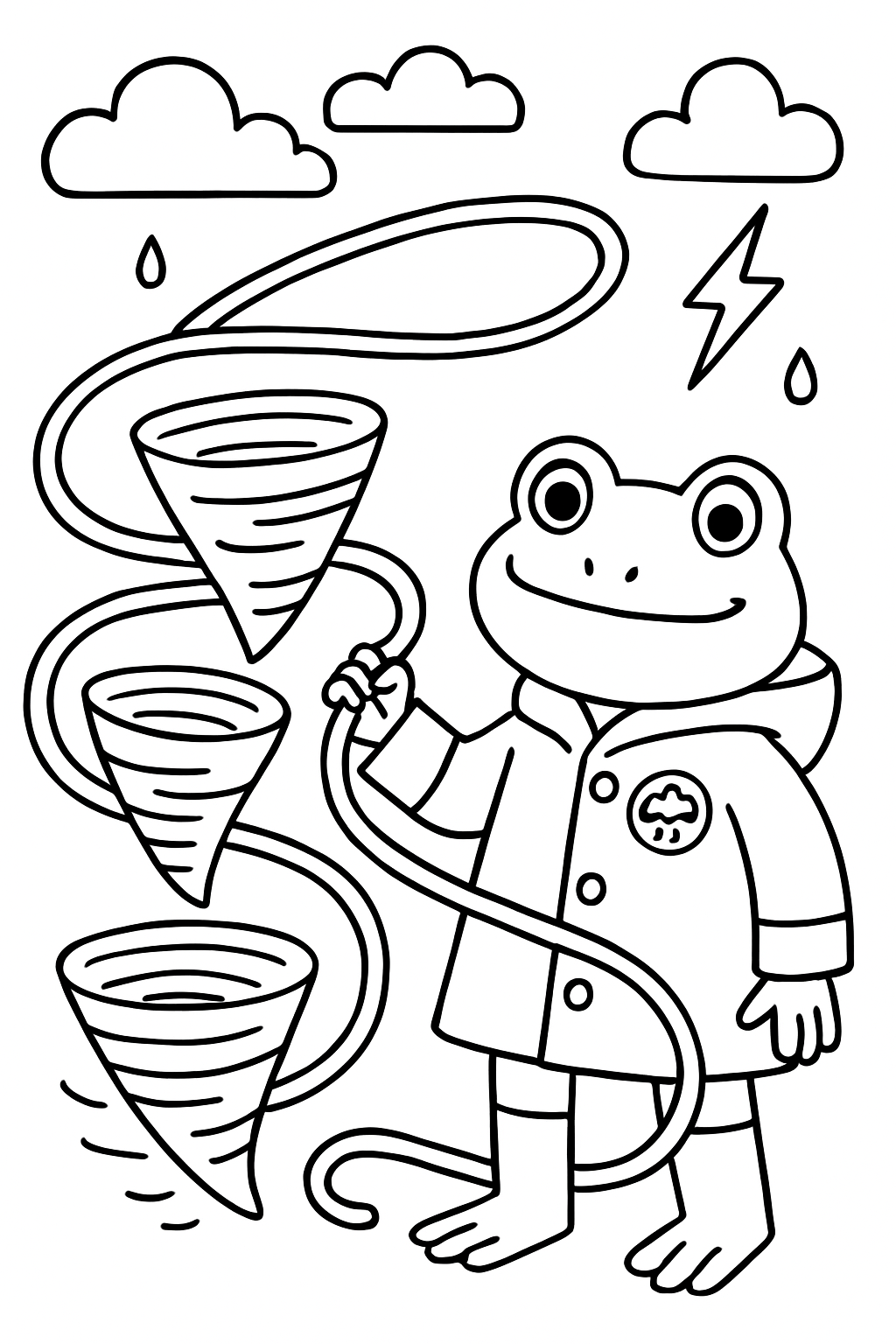 meteorologist frog lassoing tornadoes with ribbon
