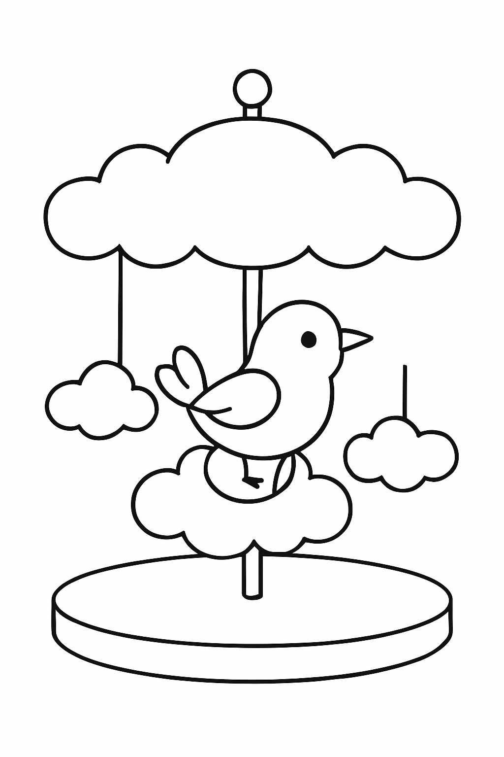 bird riding a carousel of clouds